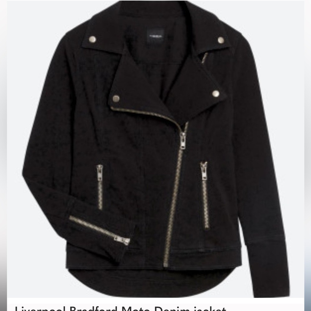 Liverpool Black Moto Jean Jacket with Silver Hardware